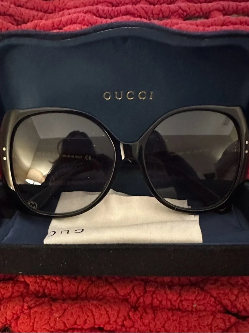 Gucci Black Oversized Round Women's Sunglasses